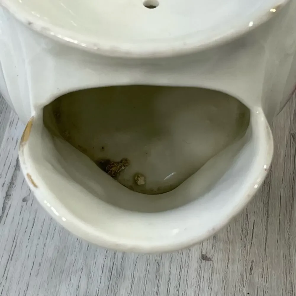 Vintage White Floral Bouquet Victorian Shaving Scuttle Mug Cup Decor
